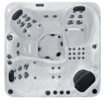 Overhead view of hottub Happy, 47 jets, 3 seats, 3 loungers